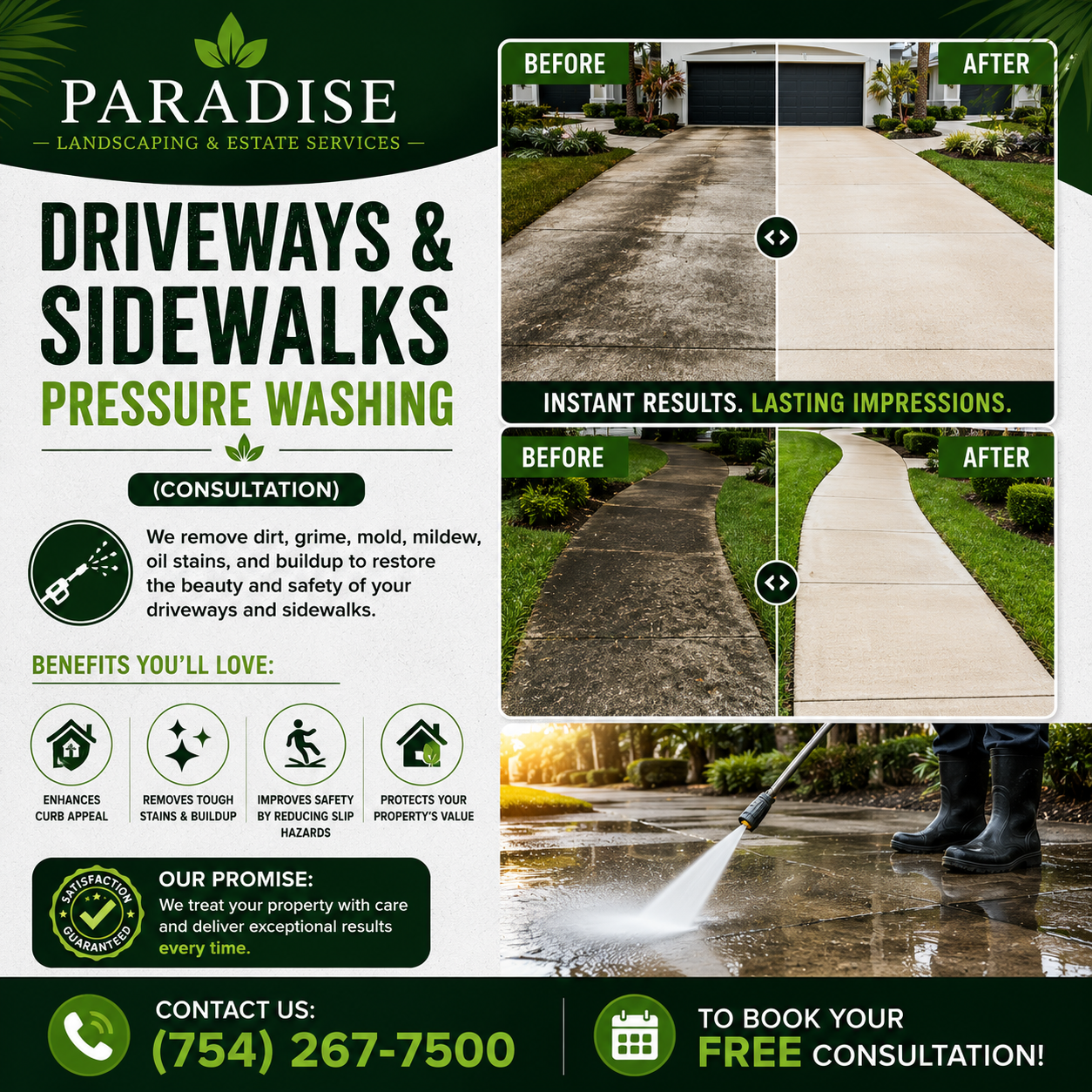 DRIVEWAYS & SIDEWALK PRESSURE WASHING (Consultation)